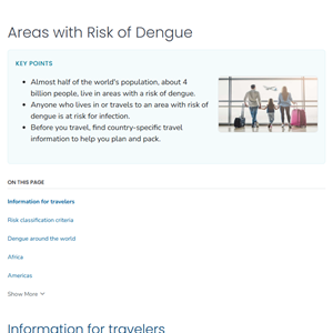 Areas with Risk of Dengue