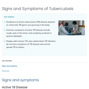 Signs and Symptoms of Tuberculosis