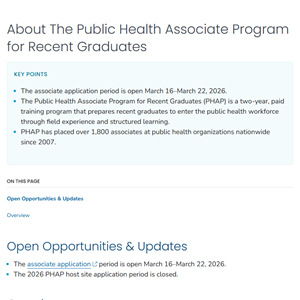 About The Public Health Associate Program for Recent Graduates