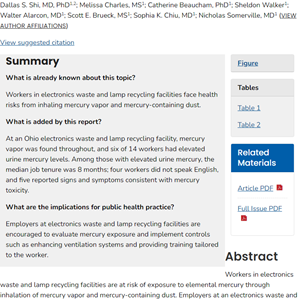 Occupational Exposure to Mercury at an Electronics Waste and Lamp Recycling Facility — Ohio, 2023