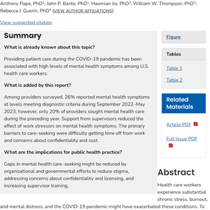 Gaps in Mental Health Care–Seeking Among Health Care Providers During the COVID-19 Pandemic — United States, September 2022–May 2023
