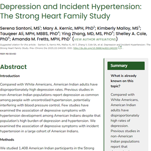 Depression and Incident Hypertension: The Strong Heart Family Study