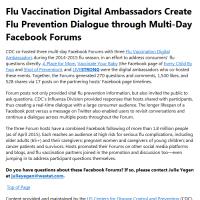 Flu Vaccination Digital Ambassadors Create Flu Prevention Dialogue through Multi-Day Facebook Forums