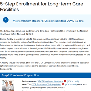 5-Step Enrollment for Long-term Care Facilities