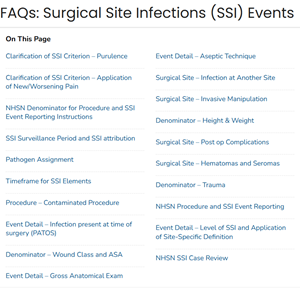 FAQs: Surgical Site Infections (SSI) Events