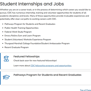 Student Internships and Jobs